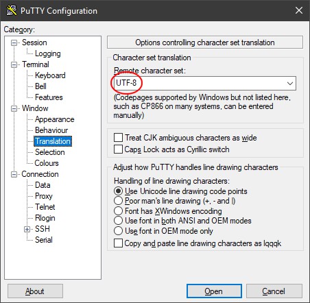 Putty UTF8