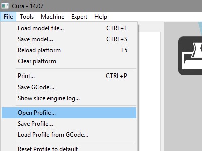 cura openprofile