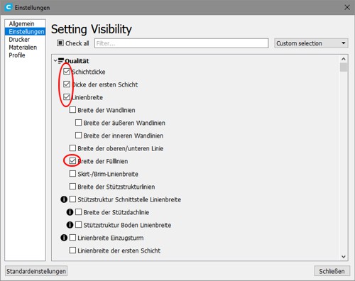 cura3 sichtbarkeitauswahl