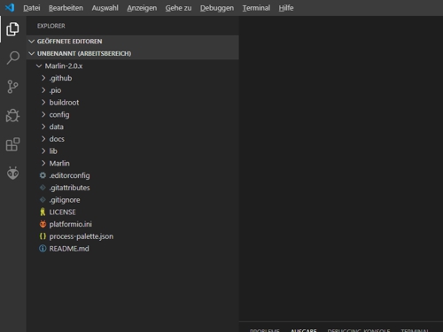 Visual Studio Code PlatformIO Marlin eingebunden
