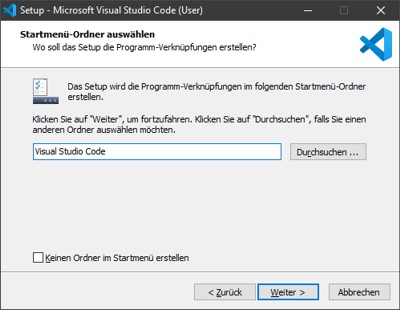 Visual Studio Startmenue